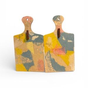 Set of 2 Handmade Mulberry Paper Wall Photo & Note Holders with Clips